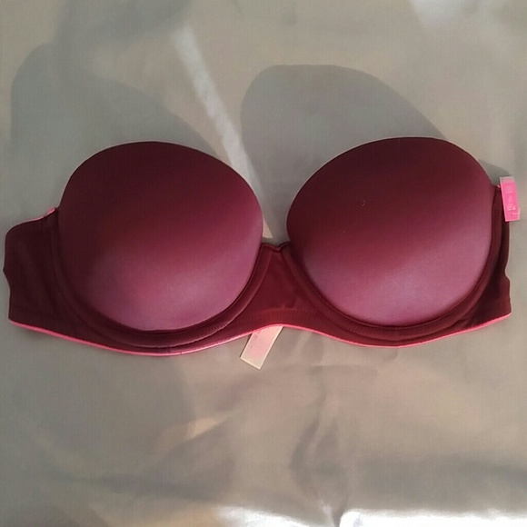 Maroon Strapless Push-Up Bra.