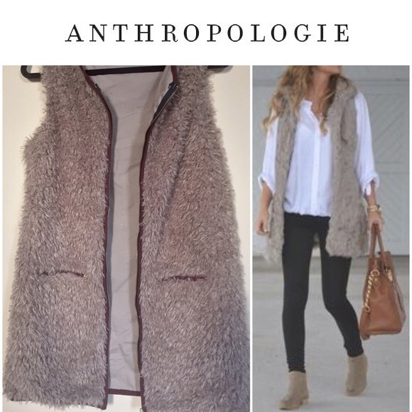 Long Fur Vest with Gold Hardware