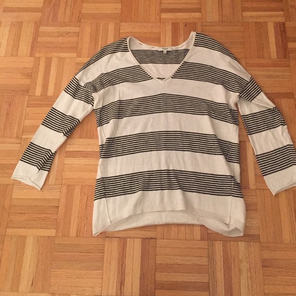 Blue and white striped sweater