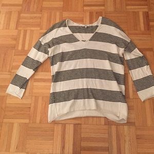 Blue and white striped sweater