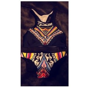 Neon tribal print bikini