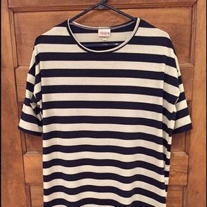 XXS Navy and White Stripe LuLaRoe "Irma" Top