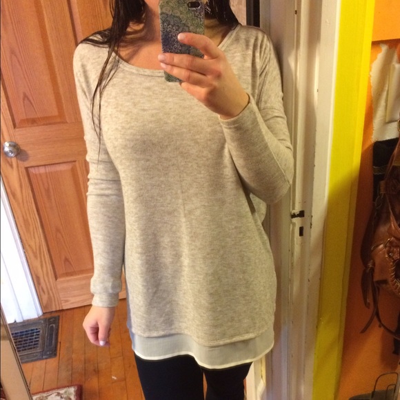 Silence + Noise sheer trim sweater