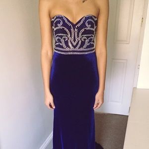Royal Blue Velvet Prom Dress