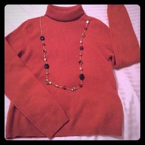 Cashmere turtleneck sweater, burnt orange