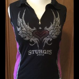 Sturgis Sleeveless Purple & Black Biker Shirt