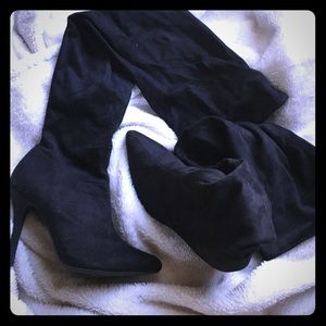 Black over the knee heel