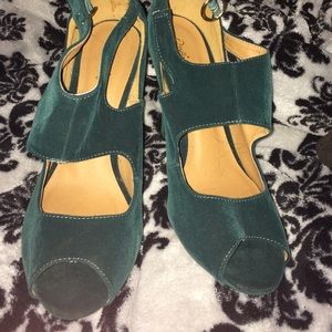 Green velvet 3" heels