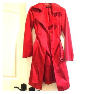 Bebe Red Satin Trench Coat