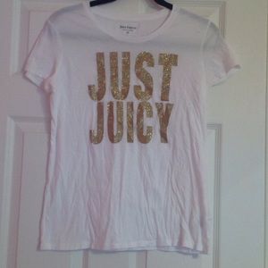 Juicy Couture white and gold glitter tee shirt
