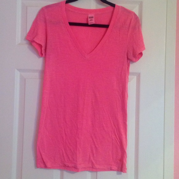 Victoria's Secret PINK neon pink v-neck