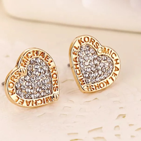 michael kors gold heart earrings