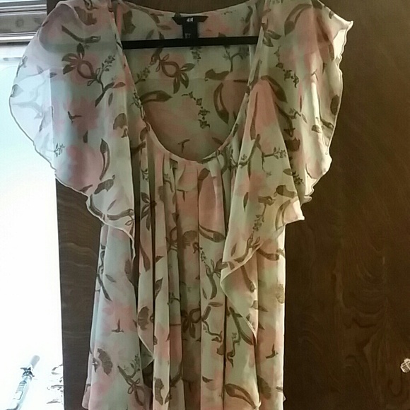 H&M Sheer Top Sheer Pinks and Blues and Brown