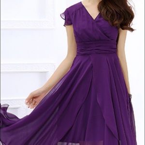 Purple flowy wrap dress