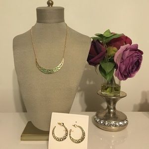 Avalon Crescent Necklace + Earrings Set (Gold)