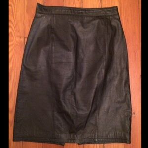 Vintage Black Genuine Leather Skirt