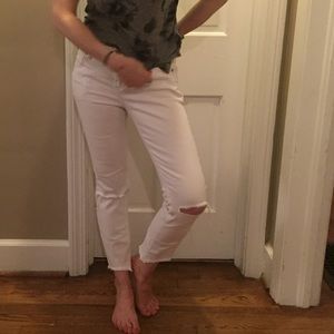 Free People Distressed White Jean