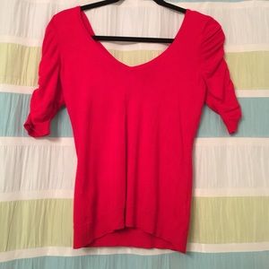 ⭐️Express⭐️Red cropped sweater w/ sindged sleeves