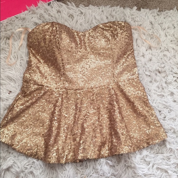 Gold Strapless shirt
