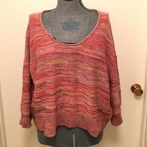 Coral heather stripe cropped sweater