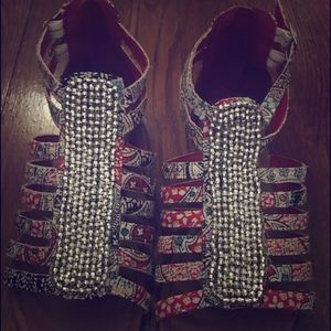 Silver Beaded Madden Girl Fabric Sandals