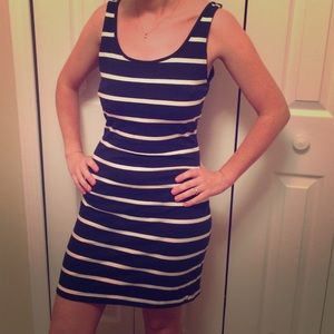 Navy and white body con dress