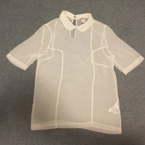 H&m sheer cream Peter Pan collar top sz 4