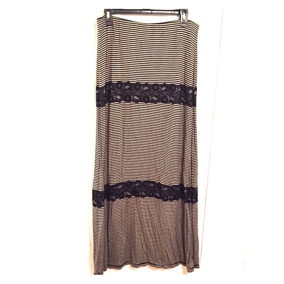 Stripes and Lace Maxi Skirt
