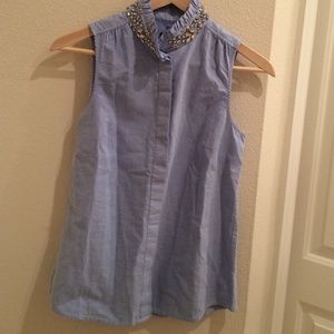 J. Crew Factory Jeweled Collared Shirt