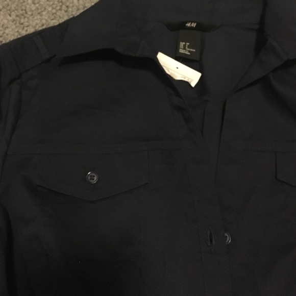 New h&m navy button down shirt sz 4 - Picture 2 of 3