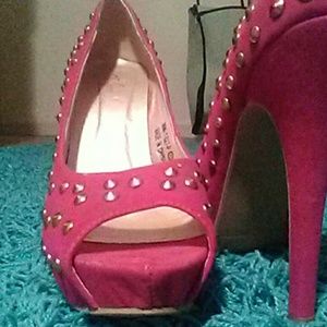 Cute pink and gold studded shoes