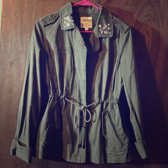 Army Green Jeweled Jacket -- Size Medium