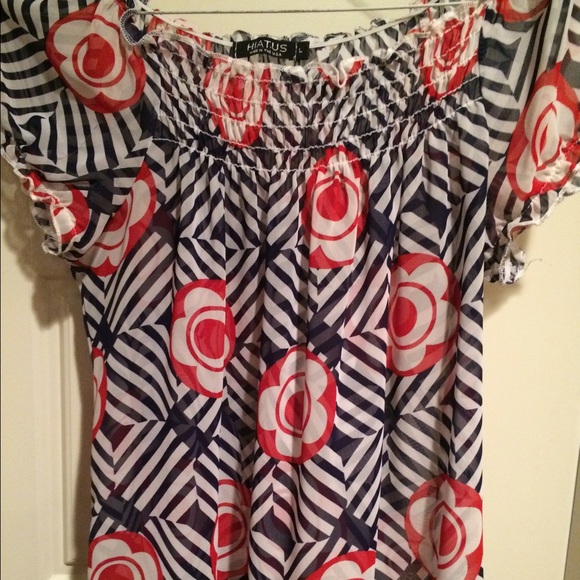 Red, white, and blue blouse