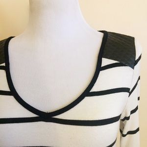 Faux Leather Paneled Tunic