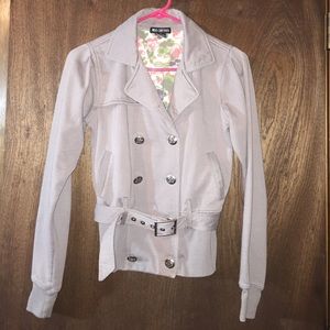 Gray Military Style Jacket with Belt -- Size Small
