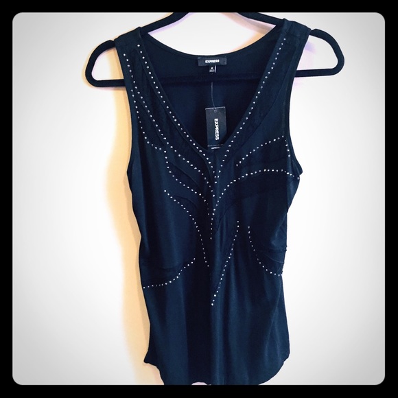 NWT Express Top - Black with Lace and Grommets