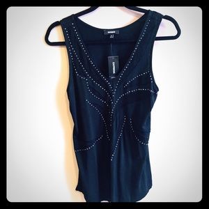 NWT Express Top - Black with Lace and Grommets
