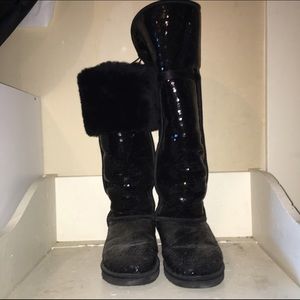 Black Sequin Over the Knee Uggs