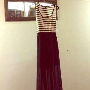 Black and cream long maxi dress