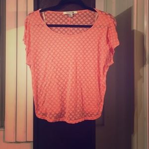 Coral, polka dotted, crop top