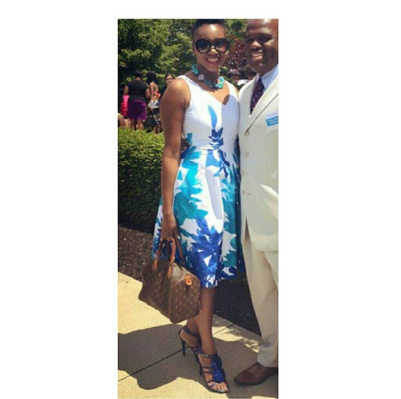 Blue and white dress
