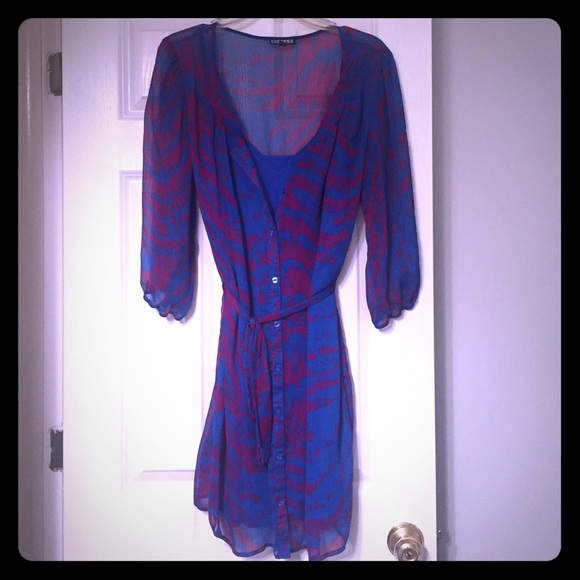 Express Dresses & Skirts - Express blue and purple button-up dress