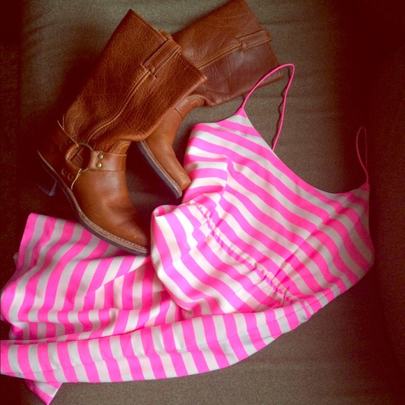 J. Crew Dresses & Skirts - J. Crew pink and creme striped blouson sun dress