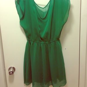 Express emerald green chiffon dress