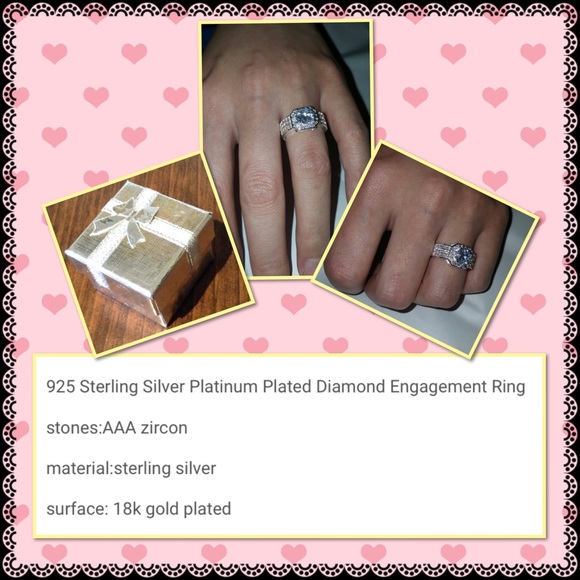 ๐ฅSALE๐ฅPrincess cut Sterling silver diamond ring - Picture 2 of 3