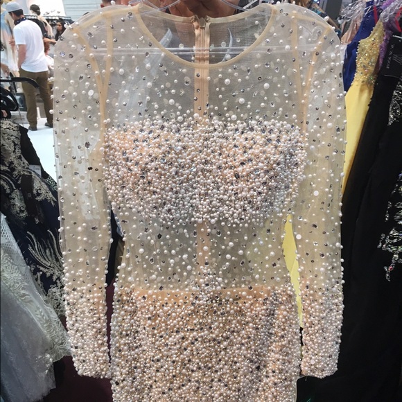 Ultimate Glam Cocktail Dress Nude With Crystals - Picture 2 of 4