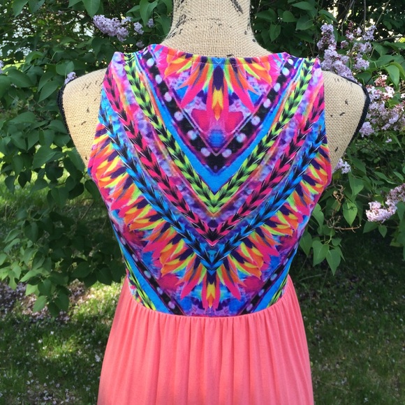 1 SMALL LEFT Coral Boho Maxi Dress - Picture 2 of 3