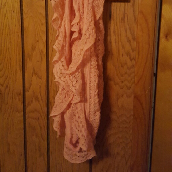 Pink Ruffle Crocheted Infinity Scarf - Picture 2 of 4