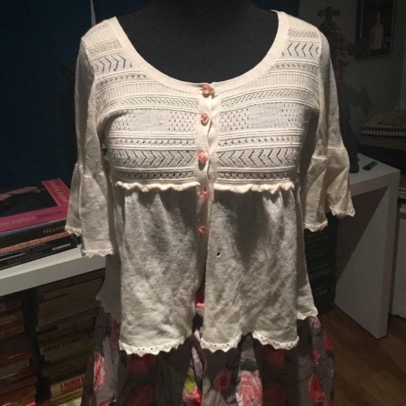 Sweet Princess Knit Cardigan w/Flower Buttons