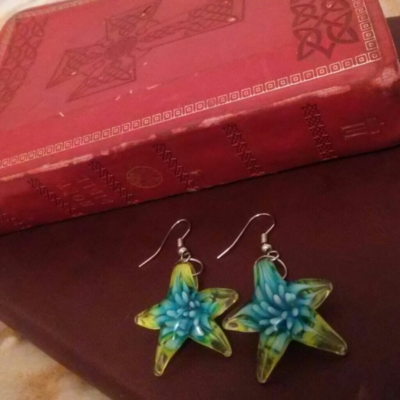 RARE glass starfish earrings!